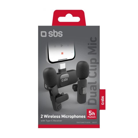Mikrofony krawatowe SBS z odbiornikiem USB-C 2szt. - czarne