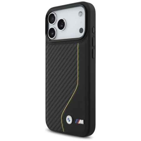 Etui BMW M Carbon Line & Logo MagSafe na iPhone 17 Pro Max - żółte