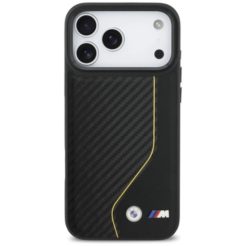 Etui BMW M Carbon Line & Logo MagSafe na iPhone 17 Pro Max - żółte