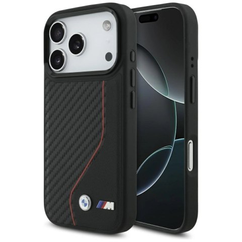 Etui BMW M Carbon Line & Logo MagSafe na iPhone 17 Pro - czerwone