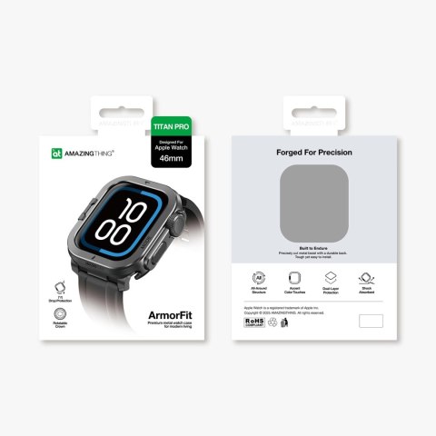 Etui metalowe AMAZINGTHING Titan Pro na Apple Watch 11 46mm aluminiowe - czarne