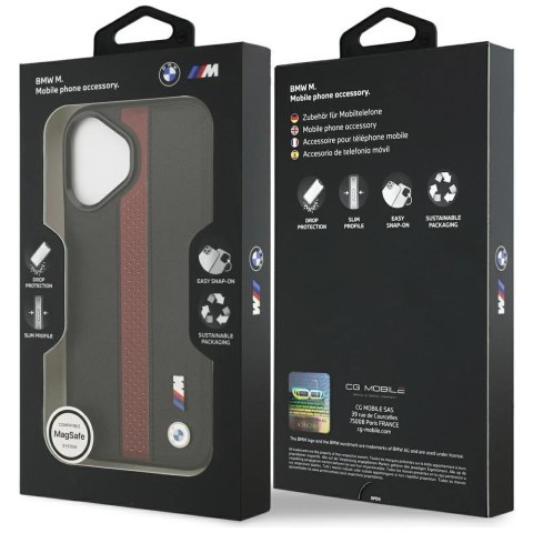 Etui BMW M Perforated Stripe Logo MagSafe na iPhone 17 - czerwone