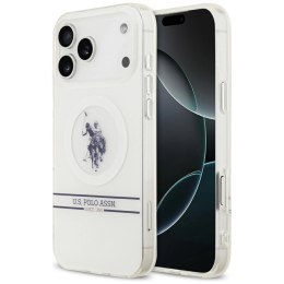 Etui US Polo DH and Bottom Stripe Logo MagSafe na iPhone 17 Pro Max - białe