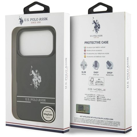 Etui US Polo DH and Bottom Stripe Logo MagSafe na iPhone 17 Pro - czarne