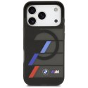 Etui BMW M IML Metal Buttons Tricolor Lines MagSafe na iPhone 17 Pro Max - czarne