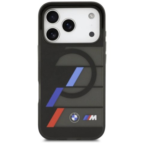 Etui BMW M IML Metal Buttons Tricolor Lines MagSafe na iPhone 17 Pro Max - czarne