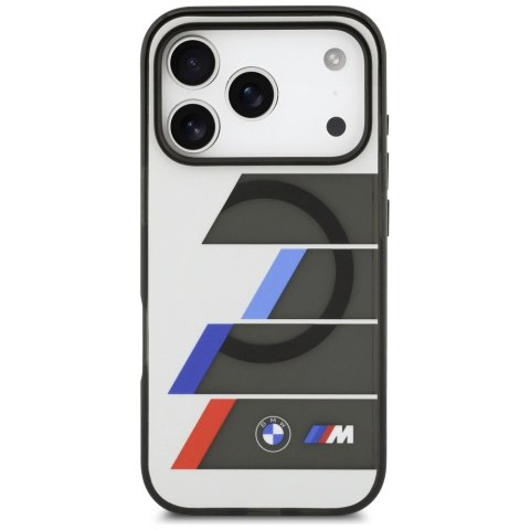 Etui BMW M IML Metal Buttons Tricolor Lines MagSafe na iPhone 17 Pro Max - szare