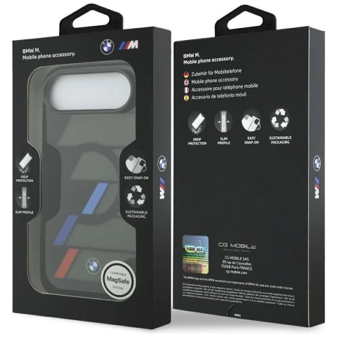 Etui BMW M IML Metal Buttons Tricolor Lines MagSafe na iPhone Air - czarne