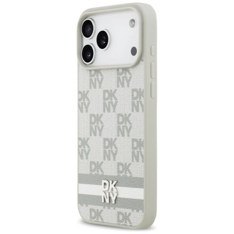 Etui DKNY Checkered with Printed Stripes na iPhone 17 Pro Max - beżowe
