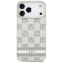 Etui DKNY Checkered with Printed Stripes na iPhone 17 Pro Max - beżowe