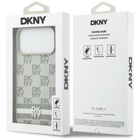 Etui DKNY Checkered with Printed Stripes na iPhone 17 Pro Max - beżowe