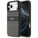 Etui DKNY Repeat Texture Pattern with Tonal Stripe na iPhone 17 Pro Max - czarne
