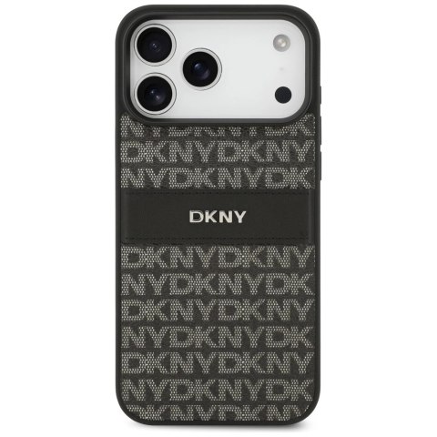 Etui DKNY Repeat Texture Pattern with Tonal Stripe na iPhone 17 Pro Max - czarne