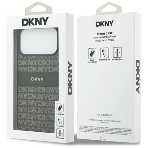 Etui DKNY Repeat Texture Pattern with Tonal Stripe na iPhone 17 Pro Max - czarne