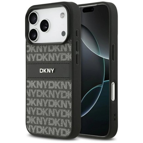 Etui DKNY Repeat Texture Pattern with Tonal Stripe na iPhone 17 Pro - czarne