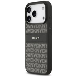 Etui DKNY Repeat Texture Pattern with Tonal Stripe na iPhone 17 Pro - czarne