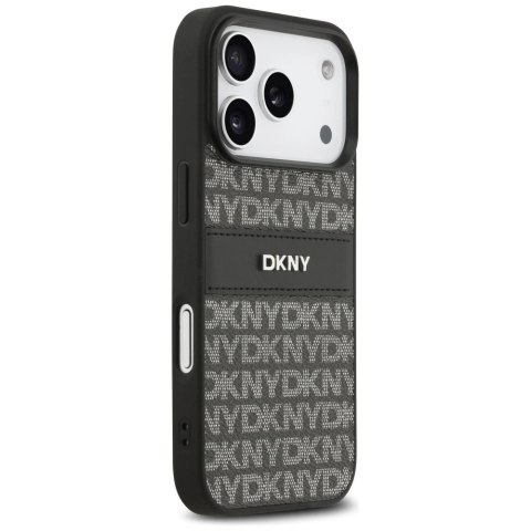 Etui DKNY Repeat Texture Pattern with Tonal Stripe na iPhone 17 Pro - czarne