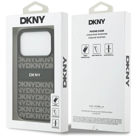 Etui DKNY Repeat Texture Pattern with Tonal Stripe na iPhone 17 Pro - czarne