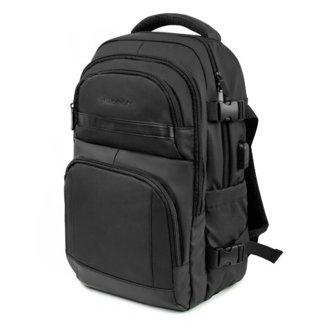 Plecak Wozinsky WPW-20L z kieszenią na laptopa do 15" podróżny 40x20x25 cm na bagaż podręczny - czarny