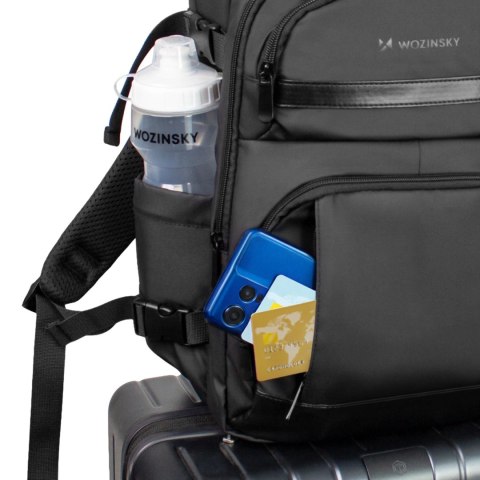 Plecak Wozinsky WPW-20L z kieszenią na laptopa do 15" podróżny 40x20x25 cm na bagaż podręczny - czarny