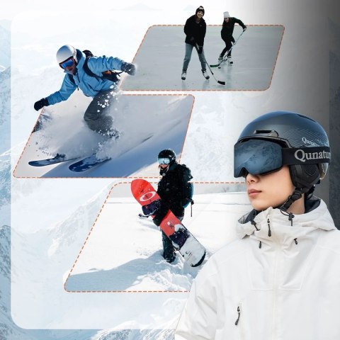 Kask narciarski Qunature 10130003004 z nausznikami snowboard 54-58 cm - czarny