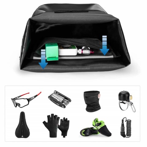 Sakwa rowerowa Rockbros AS-003-1BK wodoodporna z paskiem na ramię montaż przód/tył 10-14l - czarna