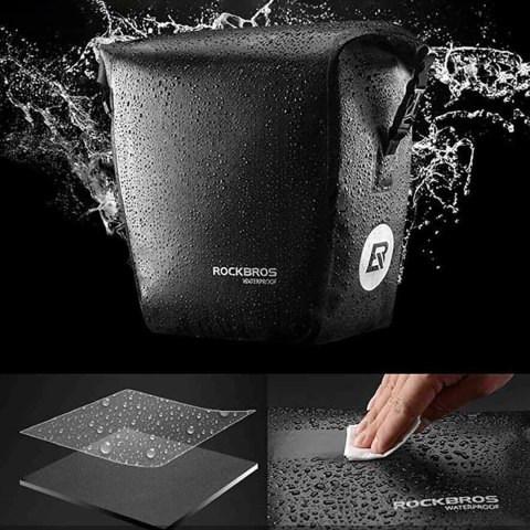 Sakwa rowerowa Rockbros AS-003-1BK wodoodporna z paskiem na ramię montaż przód/tył 10-14l - czarna