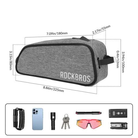 Torba rowerowa Rockbros 30120045003 ROAD TO SKY na górną rurę ramy wodoodporna 0,7L - szara