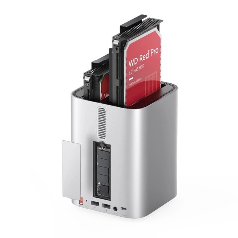 Stacja dokująca Orico MiniTower z kieszeniami na dyski twarde do 56TB - srebrna