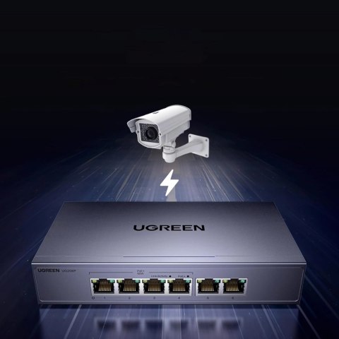 Switch Ugreen przełącznik ethernet 6-Portowy 1Gb/s z PoE - szary