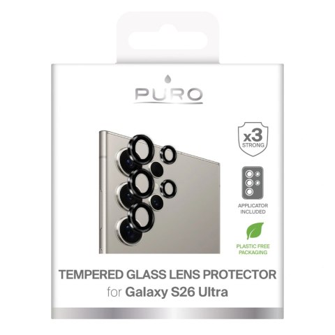 Szkła hartowane Puro Individual na tylną kamerę do Samsung Galaxy S26 Ultra - z czarnymi ramkami