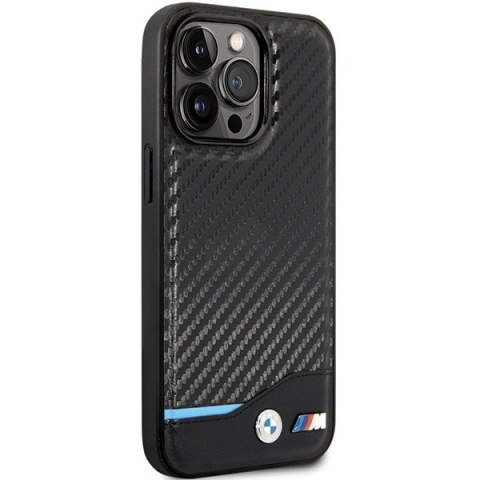 Etui BMW Leather Carbon na iPhone 13 Pro / 13 - czarne