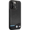 Etui BMW Leather Carbon na iPhone 13 Pro Max - czarne