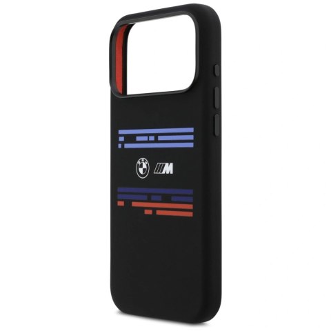 Etui BMW M Silicon Horizontal Line MagSafe na iPhone 17 Pro Max - czarne