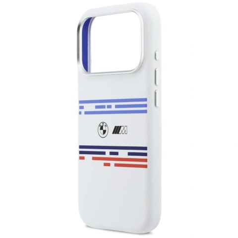 Etui BMW M Silicon Horizontal Line MagSafe na iPhone 17 Pro- białe