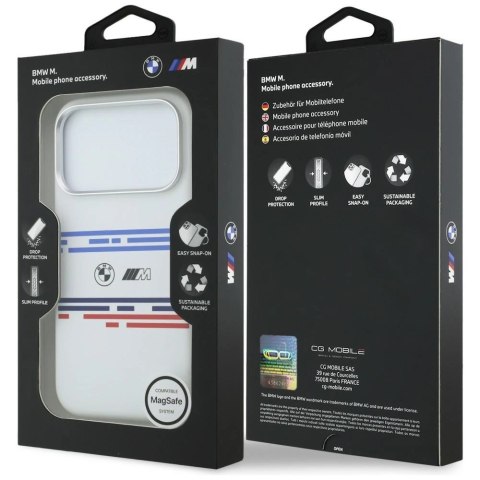 Etui BMW M Silicon Horizontal Line MagSafe na iPhone 17 Pro- białe