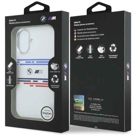 Etui BMW M Silicon Horizontal Line MagSafe na iPhone 17- białe