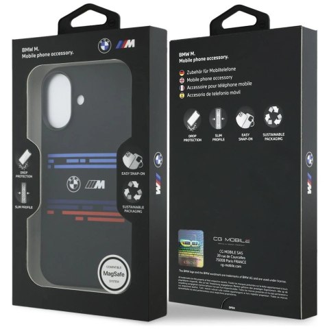 Etui BMW M Silicon Horizontal Line MagSafe na iPhone 17 - czarne