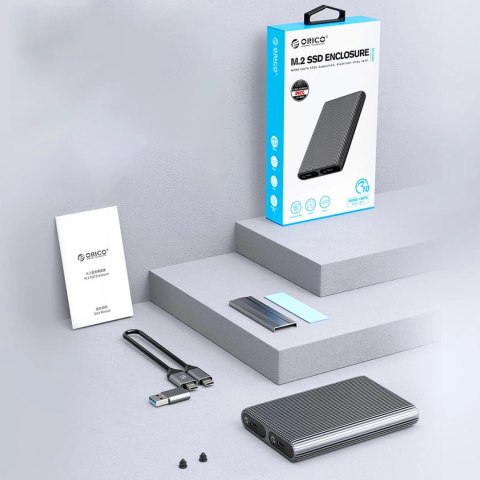 Kieszeń dyskowa podwójna Orico AM2C3-2SN na dwa dyski M.2 SATA+NVME USB-C 3.2 6Gb/s / 10Gb/s - szara