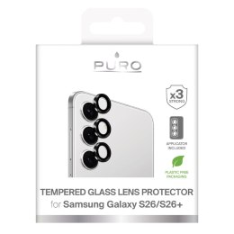 Szkło hartowane Puro na tylną kamerę do Samsung Galaxy S26/S26 Plus - z czarną ramką