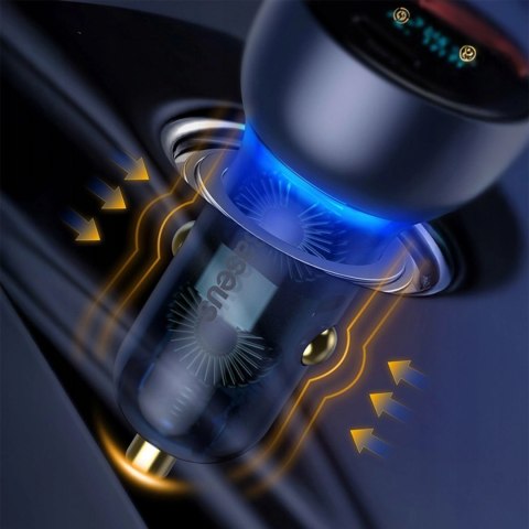 Ładowarka samochodowa Baseus Particular 65W USB-A USB-C QC PPS z wyświelaczem cyfrowym - ciemnoszara