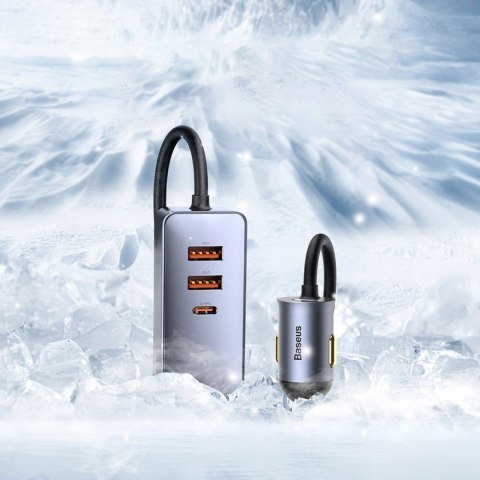 Ładowarka samochodowa Baseus Share Together 120W wieloportowa 2x USB-A + 2x USB-C - szara