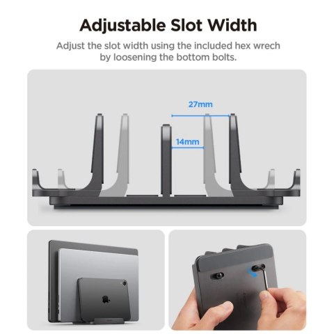 Organizer biurkowy Spigen LD208S4 na laptopy, tablety, smartfony, klawiatury - szary