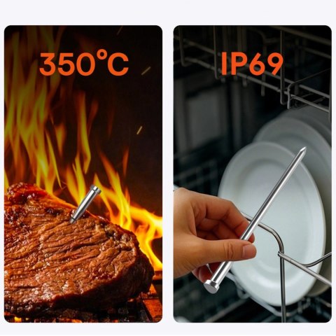 Termometr kuchenny Meatmeet S Pro z aplikacją Bluetooth do grilla piekarnika wędzarni - szary