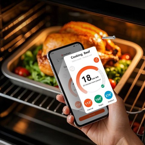 Termometr kuchenny Meatmeet S Pro z aplikacją Bluetooth do grilla piekarnika wędzarni - szary
