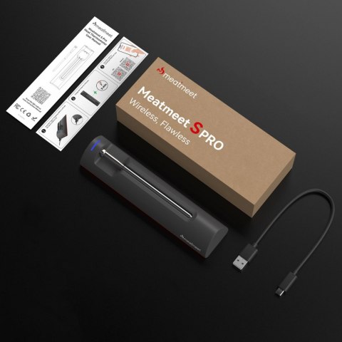 Termometr kuchenny Meatmeet S Pro z aplikacją Bluetooth do grilla piekarnika wędzarni - szary