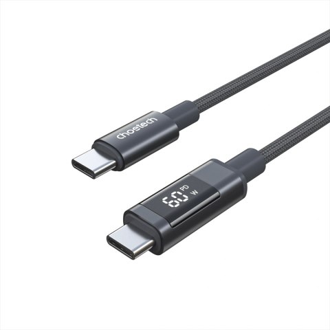 Kabel Choetech XCC-1068 PD 60 W USB-C - USB-C z wyświetlaczem 1.2 m - czarny