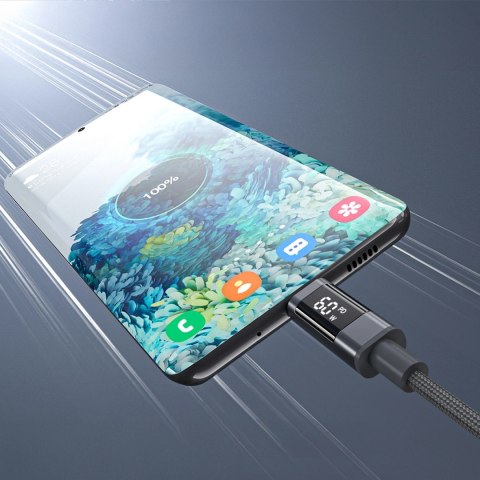 Kabel Choetech XCC-1068 PD 60 W USB-C - USB-C z wyświetlaczem 1.2 m - czarny