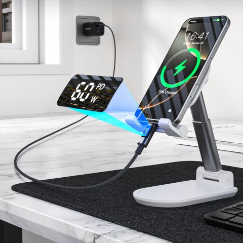 Kabel Choetech XCC-1068 PD 60 W USB-C - USB-C z wyświetlaczem 1.2 m - czarny