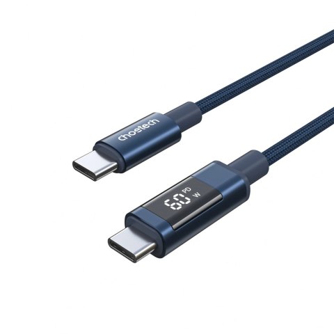 Kabel Choetech XCC-1068 PD 60 W USB-C - USB-C z wyświetlaczem 1.2 m - niebieski